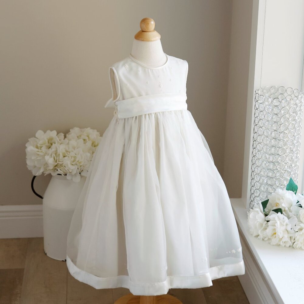 Strasburg Ivory Dress Organza and Satin Special Occasion Flower Girl Size 3